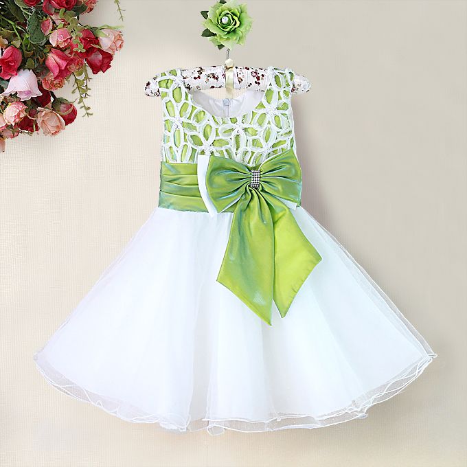 green and white dress for party