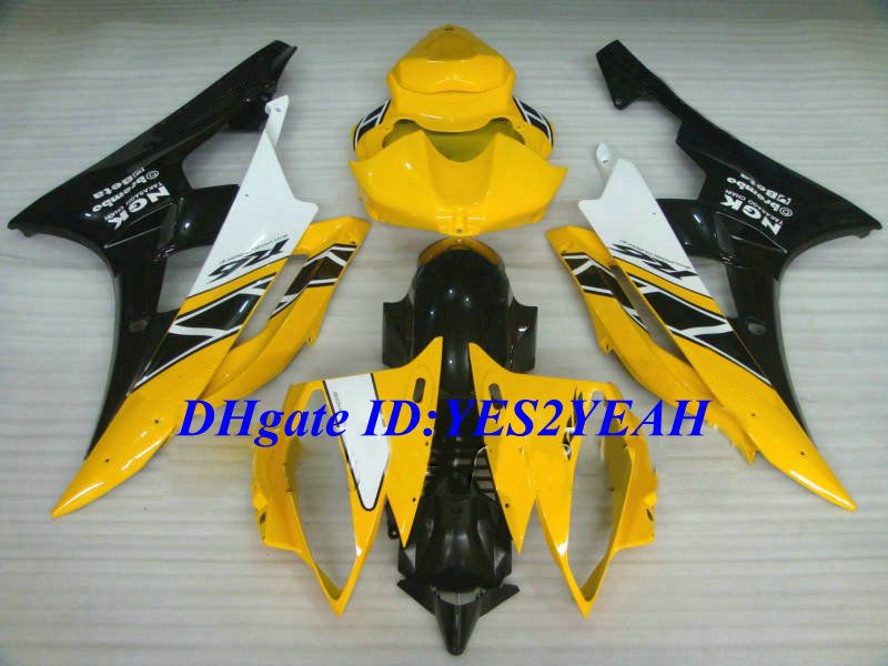 Top-nominale spuitgietkachel voor Yamaha YZFR6 06 07 YZF R6 2006 2007 YZF600 ABS Cool Yellow Black Fackings Set + Gifts YQ14