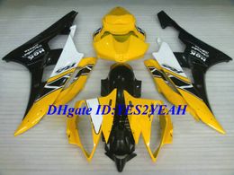 Top-rated Injection mold Fairing kit for YAMAHA YZFR6 06 07 YZF R6 2006 2007 YZF600 ABS Cool yellow black Fairings set+Gifts YQ14