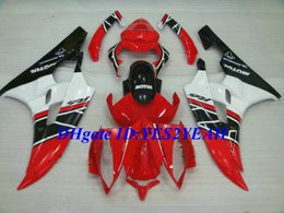 Custom Injection mold Fairing kit for YAMAHA YZFR6 06 07 YZF R6 2006 2007 YZF600 ABS Red white black Fairings set+Gifts YQ15