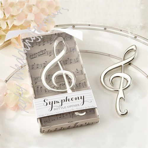 Gratis frakt 50st Symfoni Chrome Musik Note Flasköppnare Bröllopsdusch Favoriter Bridal Shower Favors Party Event Presenter