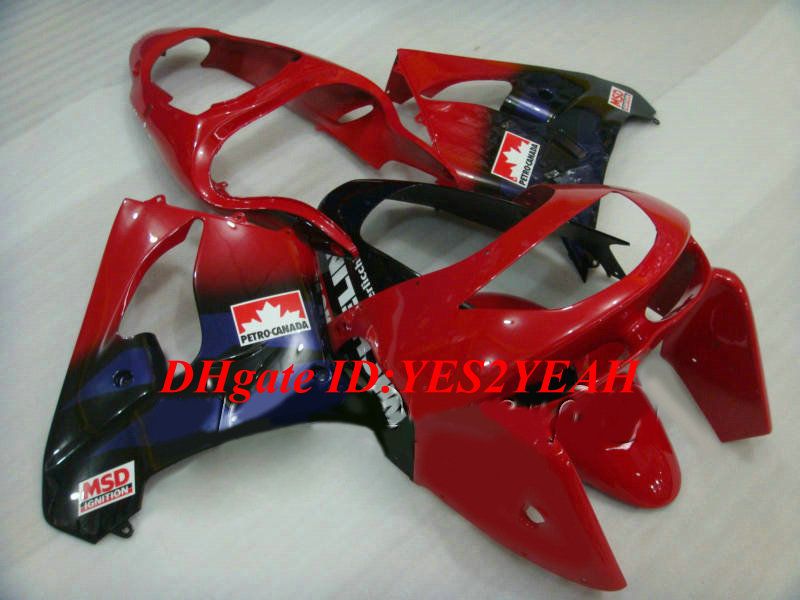 Custom Motorcycle Fairing Kit för Kawasaki Ninja ZX9R 98 99 ZX 9R 1998 1999 ABS Hot Red Blue Fairings Set + Presenter KC06