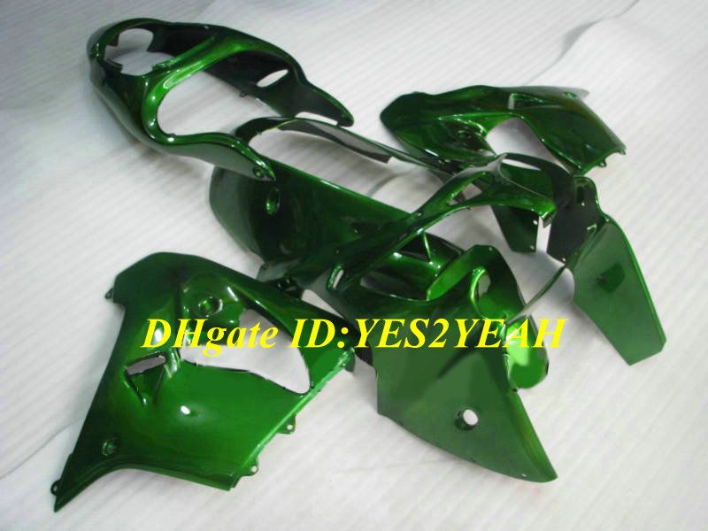 Hi-Grade Motorcykel Fairing Kit för Kawasaki Ninja ZX9R 00 01 ZX 9R 2000 2001 ABS Alla Green Fairings Set + Presenter KK04