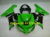 Hi-Grade Motorcykel Fairing Kit för Kawasaki Ninja ZX6R 636 05 06 ZX 6R 2005 2006 ABS Cool Green Black Fairings Set + Presenter SP19