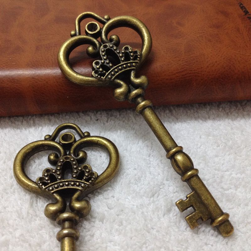 Gran Estilo Vintage clave de metal de bronce antigua recargado Steampunk Encanto Santa Reino Unido 6 