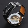 Classic Men039S Black Leather Gold Dial Skeleton Mechanical Sport Army Wrist Watch Vinnare Mens Skeleton Arm Wikatch Gold Case BA4346952