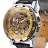 Classic Men039S Black Leather Gold Dial Skeleton Mechanical Sport Army Wrist Watch Vinnare Mens Skeleton Arm Wikatch Gold Case BA4346952