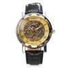 Classic Men039S Black Leather Gold Dial Skeleton Mechanical Sport Army Wrist Watch Vinnare Mens Skeleton Arm Wikatch Gold Case BA4346952