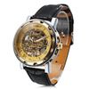 Classic Men039S Black Leather Gold Dial Skeleton Mechanical Sport Army Wrist Watch Vinnare Mens Skeleton Arm Wikatch Gold Case BA4346952