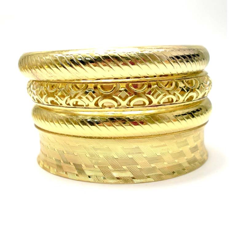 Wholesale 18K Gold Plated Metal Wide Bangles Mixed Wth Slim. Women