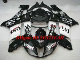 Custom Motorcycle Fairing kit for KAWASAKI Ninja ZX6R 636 07 08 ZX 6R 2007 2008 ABS WEST White black Fairings set+Gifts KB04