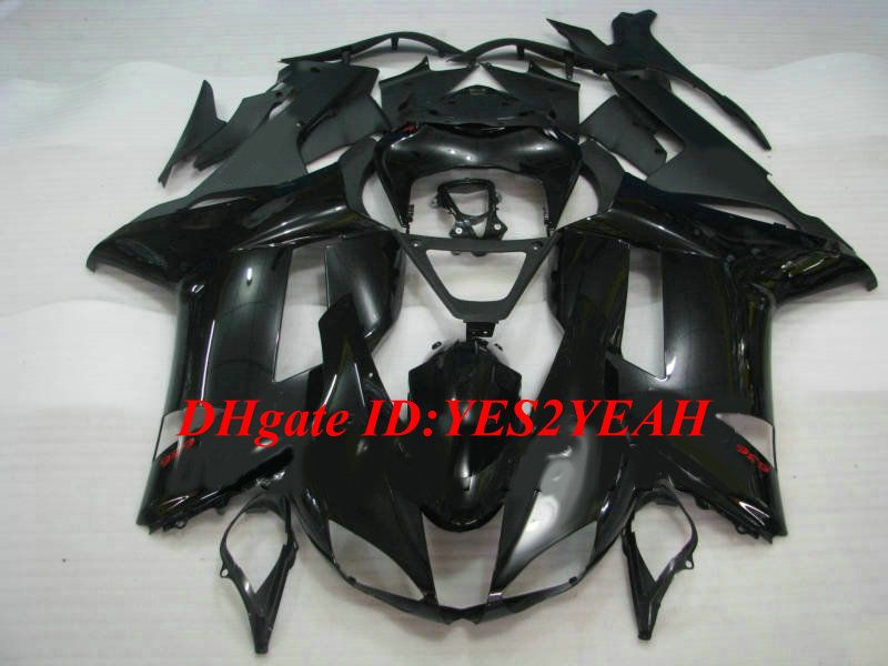 Custom Motorcycle Fairing Kit för Kawasaki Ninja ZX6R 636 07 08 ZX 6R 2007 2008 ABS Glans Svart Fairings Set + Presenter KB05