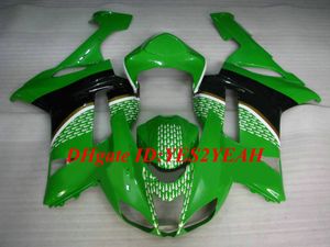 kawasaki zx6r plastikler toptan satış-Motosiklet Kawasaki Ninja ZX6R ZX R ABS Plastik Yeşil Siyah Yüzeyler Set Hediyeler KB12