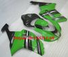 Topprankade Motorcykel Fairing Kit för Kawasaki Ninja ZX6R 636 07 08 ZX 6R 2007 2008 ABS Cool Green Black Fairings Set + Gifts KB19
