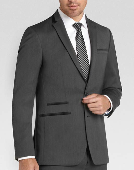 Custom Made To Measure Charcoal Dark Grey Men Tuxedo With Ticket Welt ...