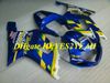 Kit de carénage de moto pour SUZUKI GSXR600 750 K1 01 02 03 GSXR600 GSXR750 2001 2002 2003 Ensemble de carénages ABS jaune bleu + cadeaux SM10