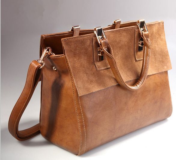 Women Leather Bags Restore Leather Bag Leather Briefcase Handbags Strap Totes Crossbody Purses ...