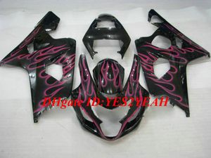 Kit de Carenagem Motocicleta personalizado para SUZUKI GSXR600 750 K4 04 05 GSXR600 GSXR750 2004 2005 ABS Rosa chamas preto Carimbos conjunto + Presentes SG05