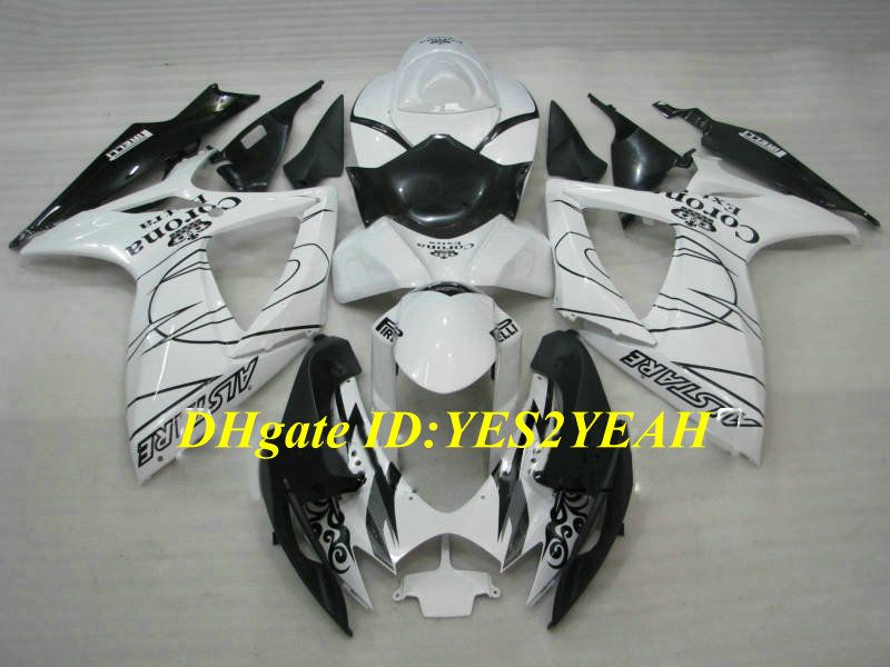 Kit de carénage de moto Hi-Grade pour SUZUKI GSXR600 750 K6 06 07 GSXR600 GSXR750 2006 2007 Ensemble de carénages ABS blanc noir + cadeaux SB03