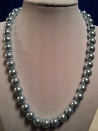 -Nuovi gioielli di perle fine graziosi! Naturale grande elegante cielo grigio mare sud 9-10mm collana perla 18 pollici 14k