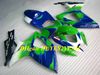 Motorcykel Fairing Body Kit för Suzuki GSXR600 750 2006 2007 Kroppsarbete GSXR 600 GSXR750 K6 06 07 Gröna Blå Fairings Set SK31