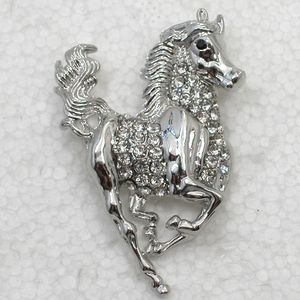 Broche De Cavalo De Strass venda por atacado-Atacado strass cristal Running Horse Pin broche de presente da jóia C848
