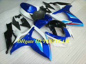 SUZUKI GSXR600 için En Popüler Motosiklet Kiralama Kiti 750 K6 06 07 GSXR600 GSXR750 2006 2007 ABS Soğuk Beyaz Mavi Yüzler Set + Hediyeler SB26