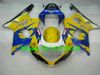 Motorcykel Fairing Kit för SUZUKI GSXR1000 K2 00 01 02 GSXR 1000 2000 2001 2002 ABS Yellow Blue Fairings Set + Gifts SM01