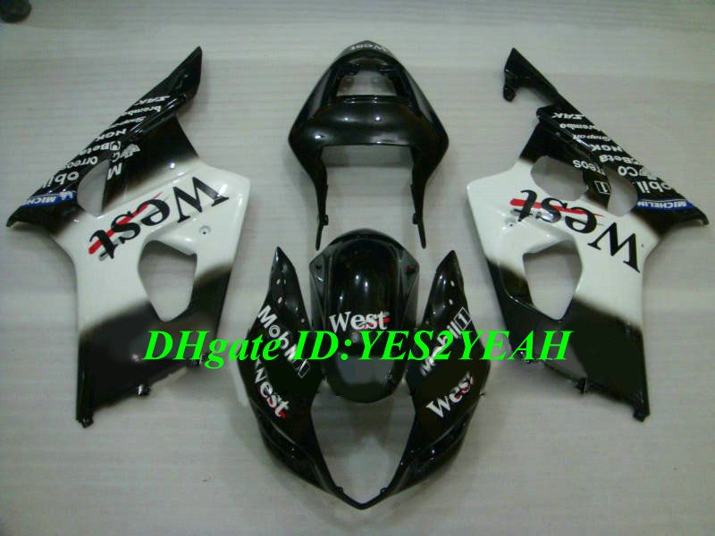 Motorcykel Fairing Kit för Suzuki GSXR1000 K2 00 01 02 GSXR 1000 2000 2001 2002 ABS West White Black Fairings Set + Gifts SM03