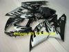 Custom Injection Mold Fairing Kit för Suzuki GSXR1000 K5 05 06 GSXR 1000 2005 2006 ABS Silver Flames Black Fairings Set + Presenter SE07