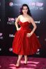 Katy Perry Hot Red Velvet Sweetheart pieghe la lunghezza del tè Celebrity Gown Cocktail Dress sera