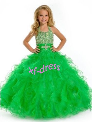 green pageant gown