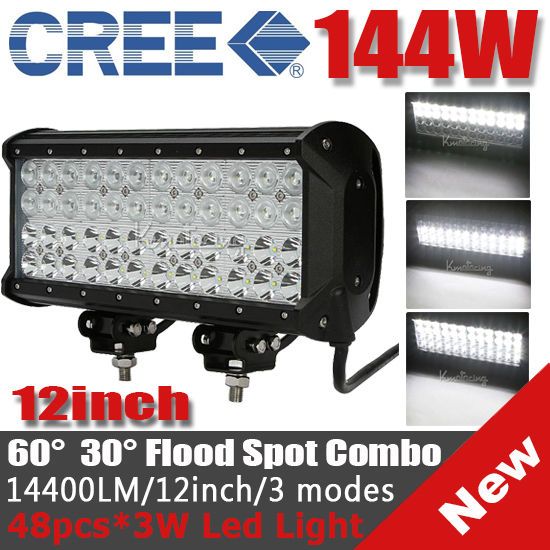 12 144W CREE 48 LED*3W Work Light Bar Off Road SUV ATV 4WD 4x4 Spot