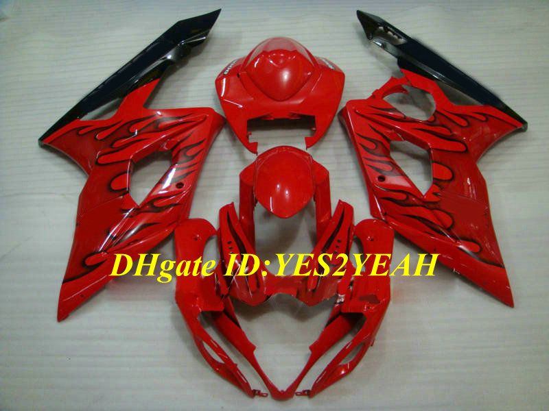 Kit carena stampo iniezione di alta qualità per SUZUKI GSXR1000 K5 05 06 GSXR 1000 2005 2006 ABS Set carene rosso fiammato nero + regali SE15