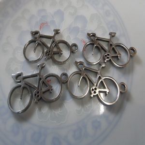 colgante de bicicleta de plata al por mayor-Lote unids encantos de la bicicleta collar de acero inoxidable colgante de la joyería para DIY plata Alta accesorios pulidos