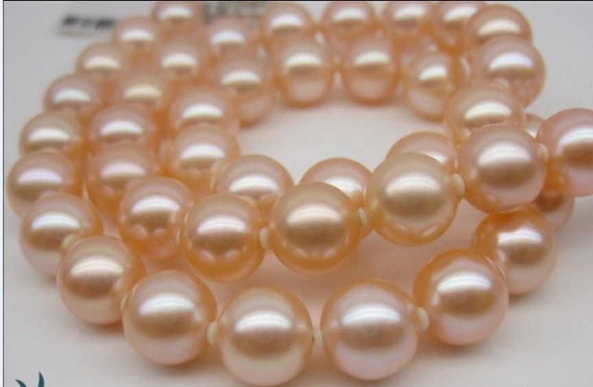 Best Buy pearl jewelry 9-10mm natural Australian south sea gold pink pearl necklace 20inch 14KG