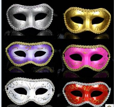 Kvinnor Män Mask Mardi Gras Fest Maskerad Halloween COSPLAY Klänning Ball Prestanda Unisex färgade teckningsmasker Julbröllop