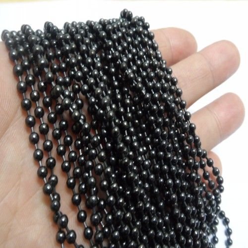 Black Plated 20 meters stainless steel ball chain Jewelry finding 1.5mm/2mm/2.4mm/3.2mm/4mm in bulk