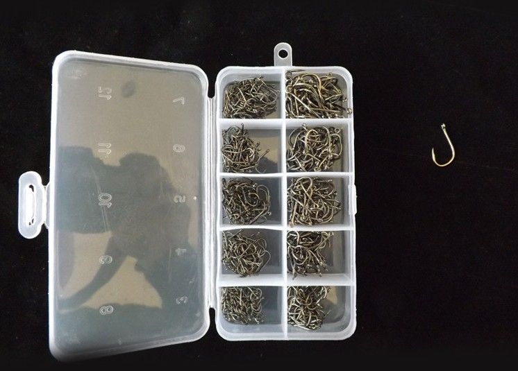 500pcs / box 10 tamaño negro níquel carpa pesca Iseama gancho gancho de boca ancha