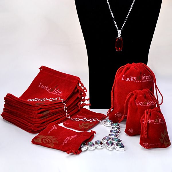 free shippingred color mix size14cm11cm 11cm8cm 8cm6 velvet drawstring jewelry bag christmas wedding gift bag bag only