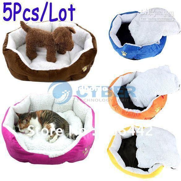 

Wholesale - 5Pcs/Lot Hot Sale Pet Product,Pet Dog Puppy Cat Soft Fleece Warm Bed House Plush Cozy Nest
