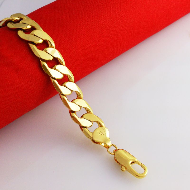 Cool 24K Gold Plated Men Woman Chain Bracelet Lobster Clasp Water ...