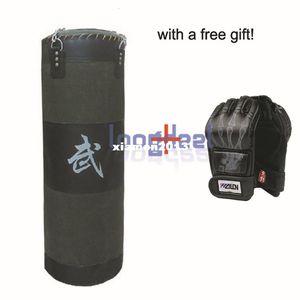 Free Gift! New 100cm Fitness Training Unfilled Boxing Punching Bag Punch Bag (Empty) With Boxing Gloves Black Free Shipping