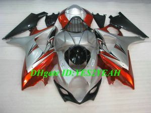 Kit carenatura moto personalizzata per SUZUKI GSXR1000 K7 07 08 GSXR 1000 2007 2008 Set carenature argento rosso ABS + Regali SX02