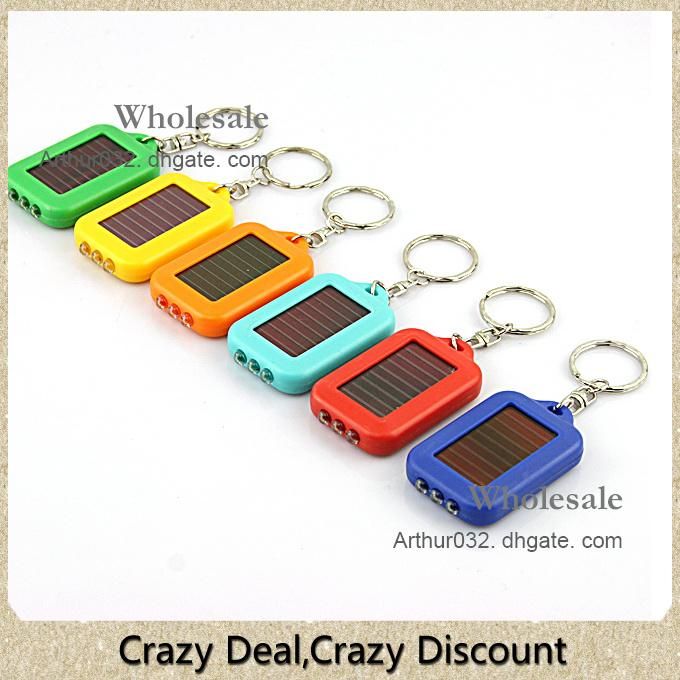 Super Cool Solar Power Keychain LED Flashlight Light Lamp Mini Key