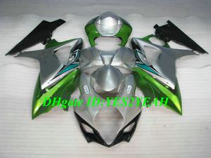 Özel Motosiklet SUZUKI GSXR1000 K7 07 08 GSXR 1000 2007 2008 ABS Yeşil Gümüş Yüzeyler Set + Hediyeler SX04