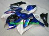 Custom Motorcycle Fairing Kit för Suzuki GSXR1000 K7 07 08 GSXR 1000 2007 2008 ABS Top White Blue Fairings Set + Gifts SX06