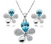 925 Silver Plated Austrian Crystal Jewelry Sets Bridal Wedding Rhinestones Gemstone Gold Jewelry African Earrings Necklace Set 868