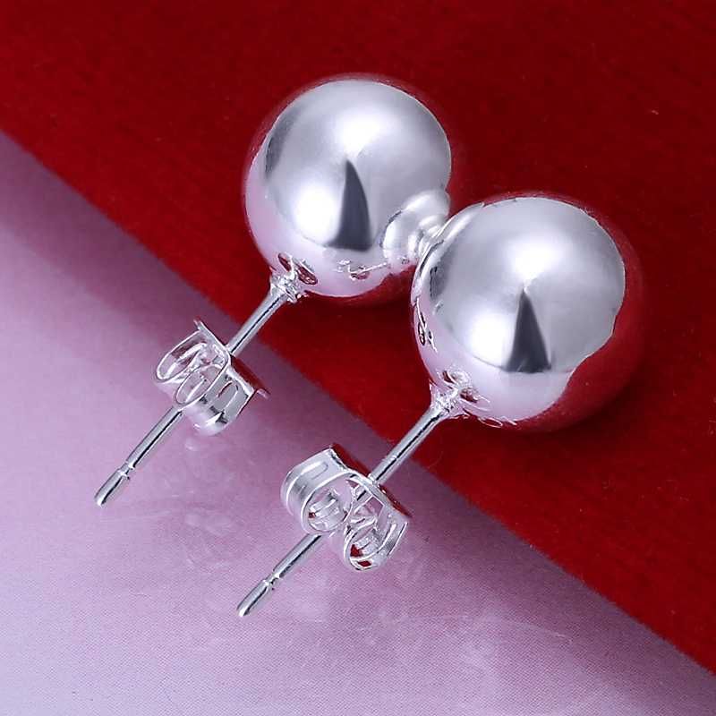 925 sterling silver jewelry earring fine 10mm smooth ball stud earring wholesale and retail SMTE074-image-177296286
