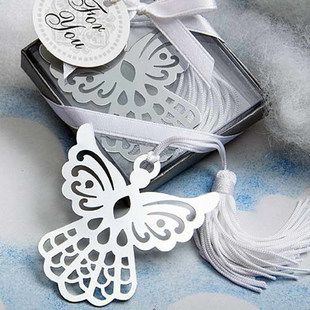

2019 New Arrival Wedding Party Gifts Stainless steel Bookmark With tassel Ribbon and"For You"Tag Party Gifts Novelty Wedding Favors holders